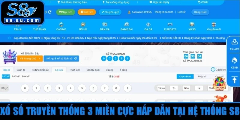 Xổ số truyền thống 3 miền cực hấp dẫn tại hệ thống S8